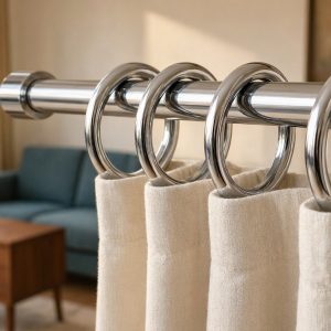15 Polished Chrome Curtain Rings Large Drapery Eyelet Loops Shiny Metallic Window Hardware For Living Room