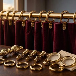 18 European Gold Curtain Rings Luxury Royal Drapery Loops Shiny Window Hardware Set For Heavy Fabrics
