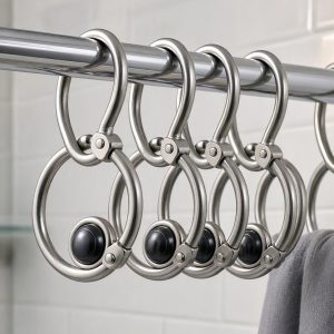 29 Heavy Duty Metal Shower Curtain Hooks Rustproof Roller Ball Rings Glide Drapery Hangers For Bathroom