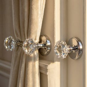 3 Crystal Glass Curtain Holdbacks Shiny Wall Mounted Tiebacks Luxury Window Treatment Accessories