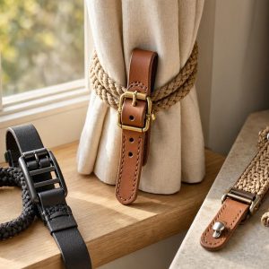 6 Adjustable Weave Curtain Holdbacks Braided Rope Drapery Tiebacks Practical Window Strap Buckles