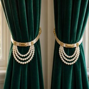 7 Classic Pearl Curtain Tiebacks Magnetic Drapery Holdbacks Charming Elegant Window Decorative Bands