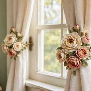 8 European Floral Curtain Holdbacks Resin Flower Drapery Tiebacks Country Style Window Accessories